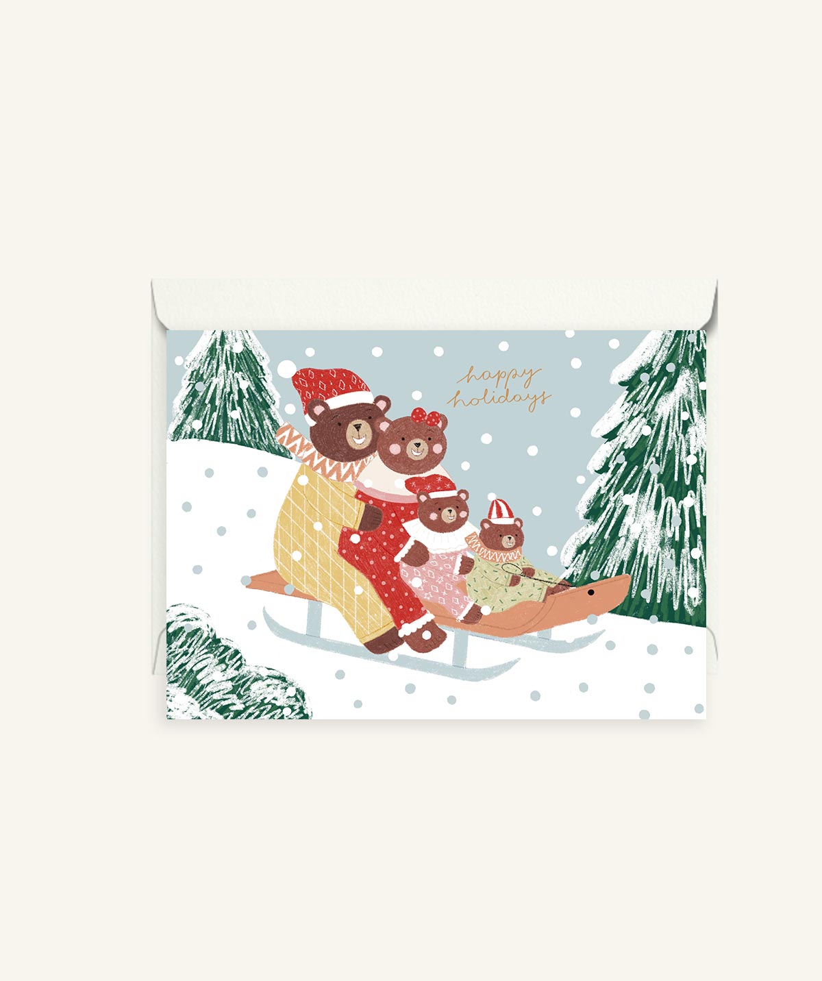 Bear Family Sledging | Christmas Card