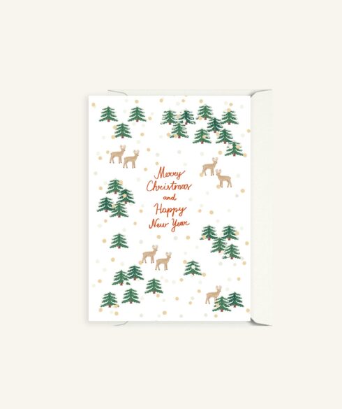 Snow Forrest with Deers | Christmas Card