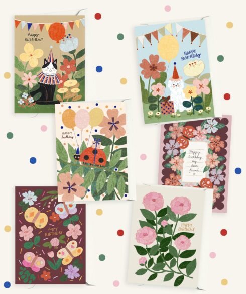 Birthday cards set | Pack of 6 cards with envelopes